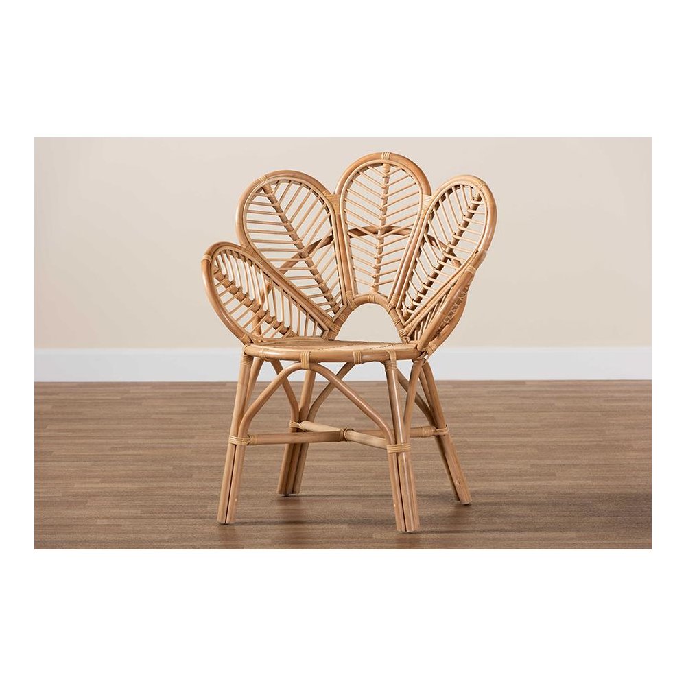 bali & pari Eliava Modern Bohemian Natural Rattan Flower Accent Chair