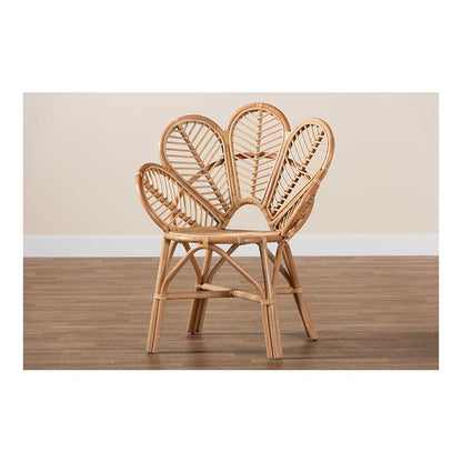 bali & pari Eliava Modern Bohemian Natural Rattan Flower Accent Chair