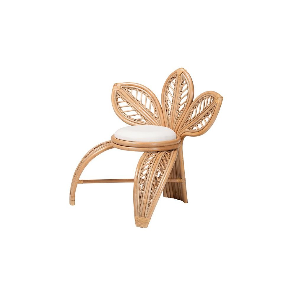 bali & pari Gresham Modern Bohemian Natural Rattan Leaf Accent Chair