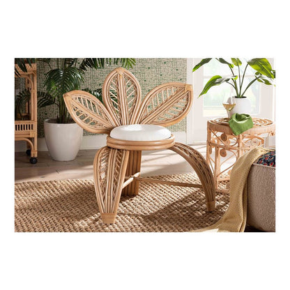 bali & pari Gresham Modern Bohemian Natural Rattan Leaf Accent Chair