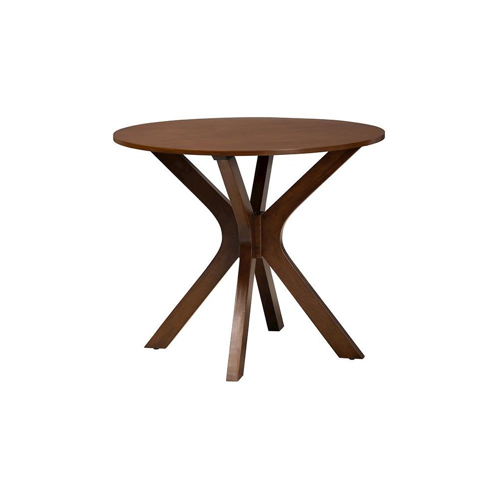 Walnut Brown Finished Wood and Woven Rattan 5-Piece Dining Set