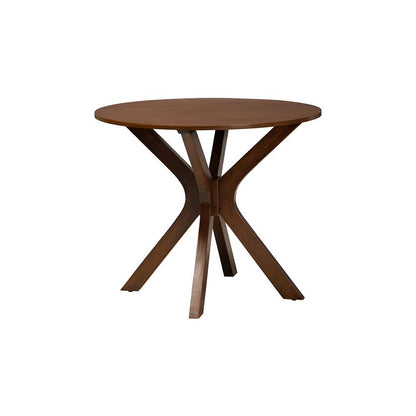 Walnut Brown Finished Wood and Woven Rattan 5-Piece Dining Set