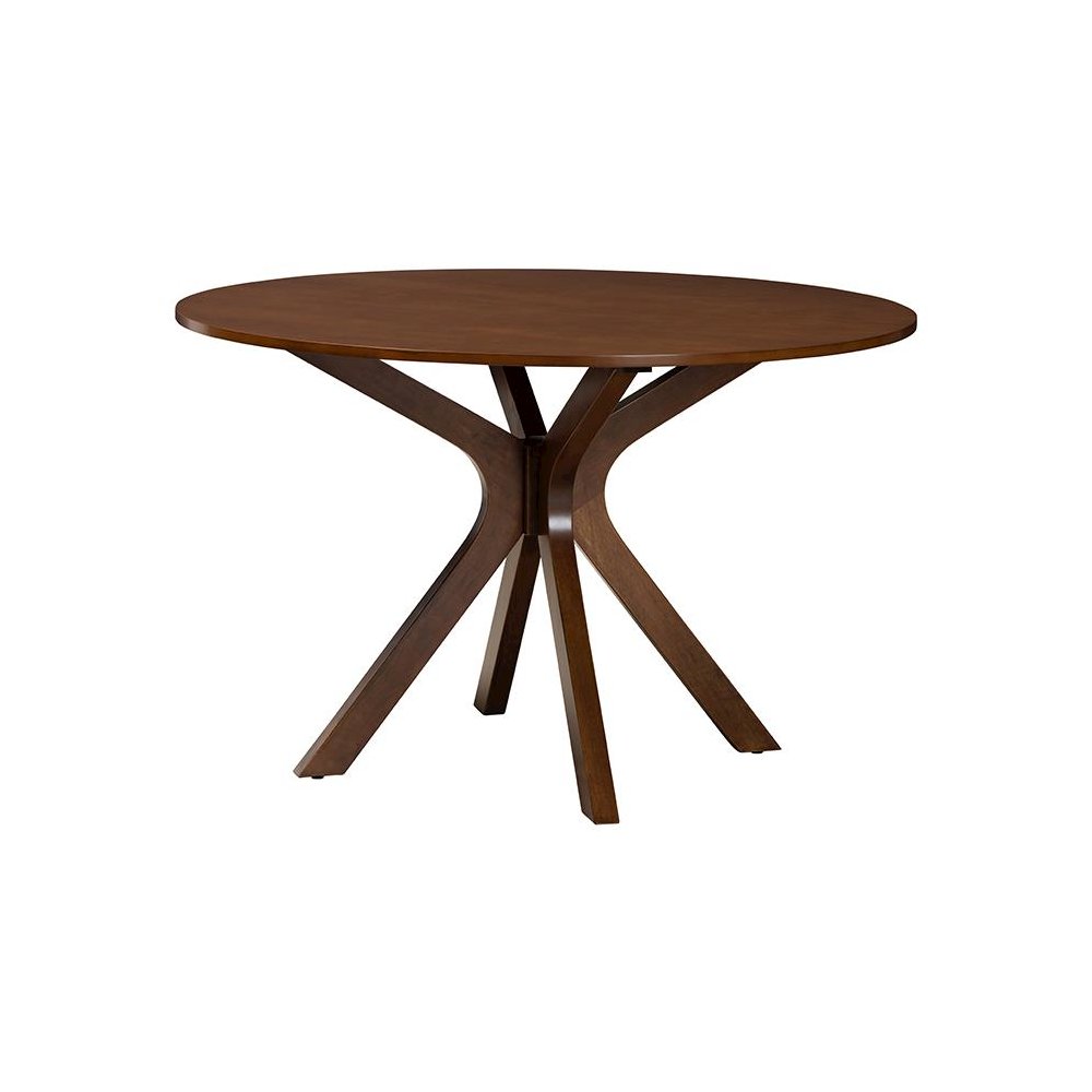 Walnut Brown Finished Wood and Woven Rattan 7-Piece Dining Set