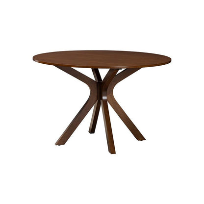 Walnut Brown Finished Wood and Woven Rattan 7-Piece Dining Set