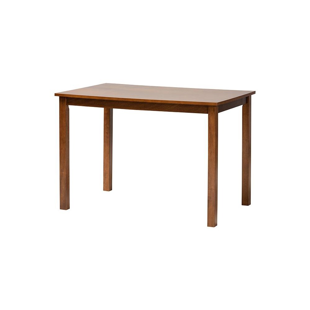 Walnut Brown Finished Wood and Rattan 5-Piece Dining Set