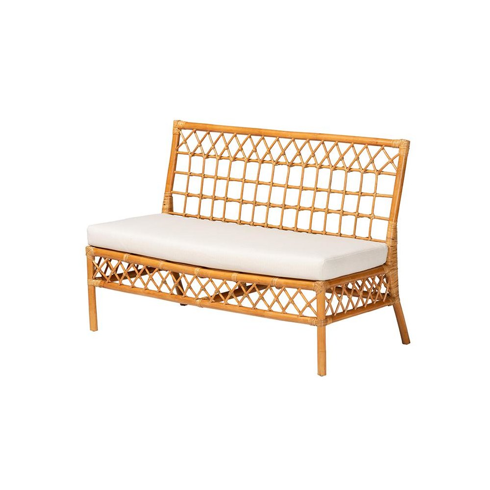 Capella Modern Bohemian Honey Rattan Dining Bench