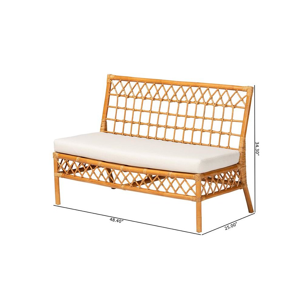 Capella Modern Bohemian Honey Rattan Dining Bench