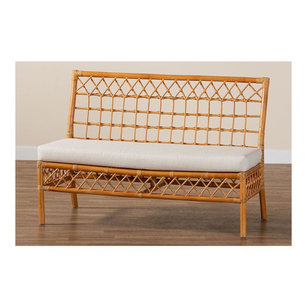 Capella Modern Bohemian Honey Rattan Dining Bench