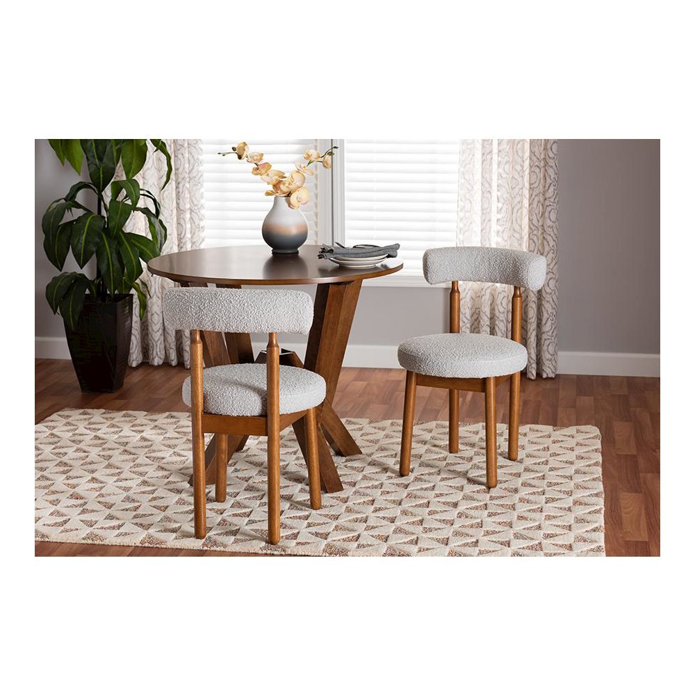 Walnut Brown Finished Wood 2-Piece Dining Chair Set