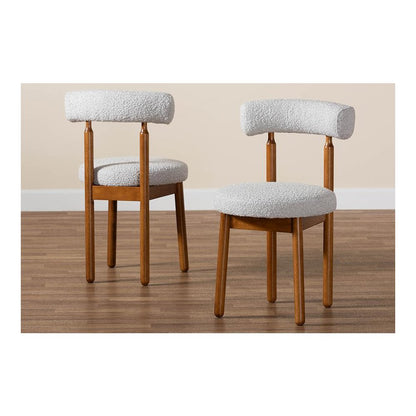 Walnut Brown Finished Wood 2-Piece Dining Chair Set