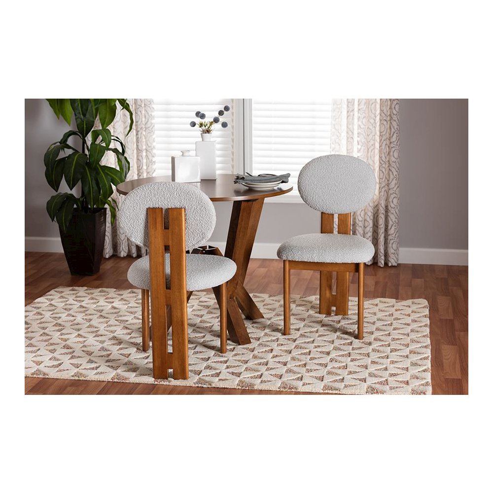 Walnut Brown Finished Wood 2-Piece Dining Chair Set