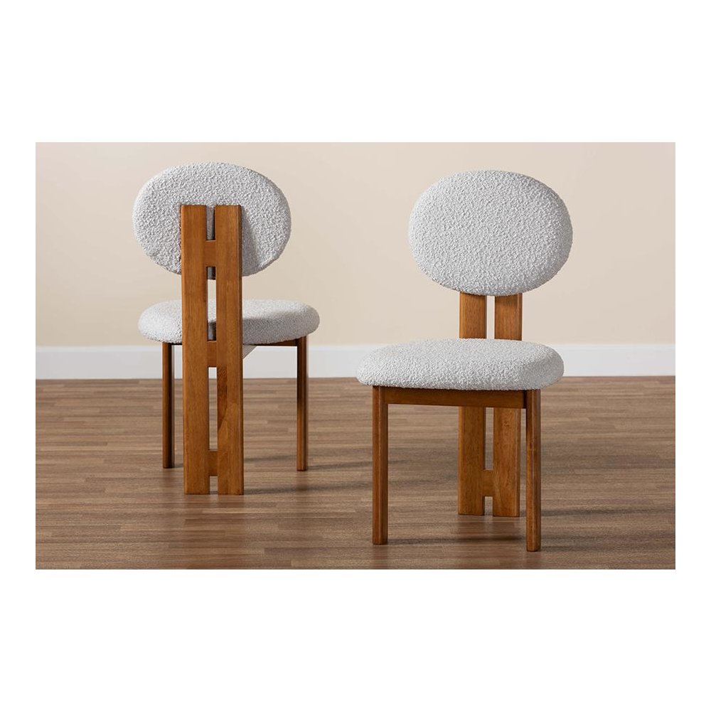 Walnut Brown Finished Wood 2-Piece Dining Chair Set