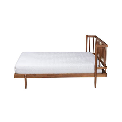 Calderon Retro-Modern Walnut Brown Finished Wood Queen Size Platform Bed