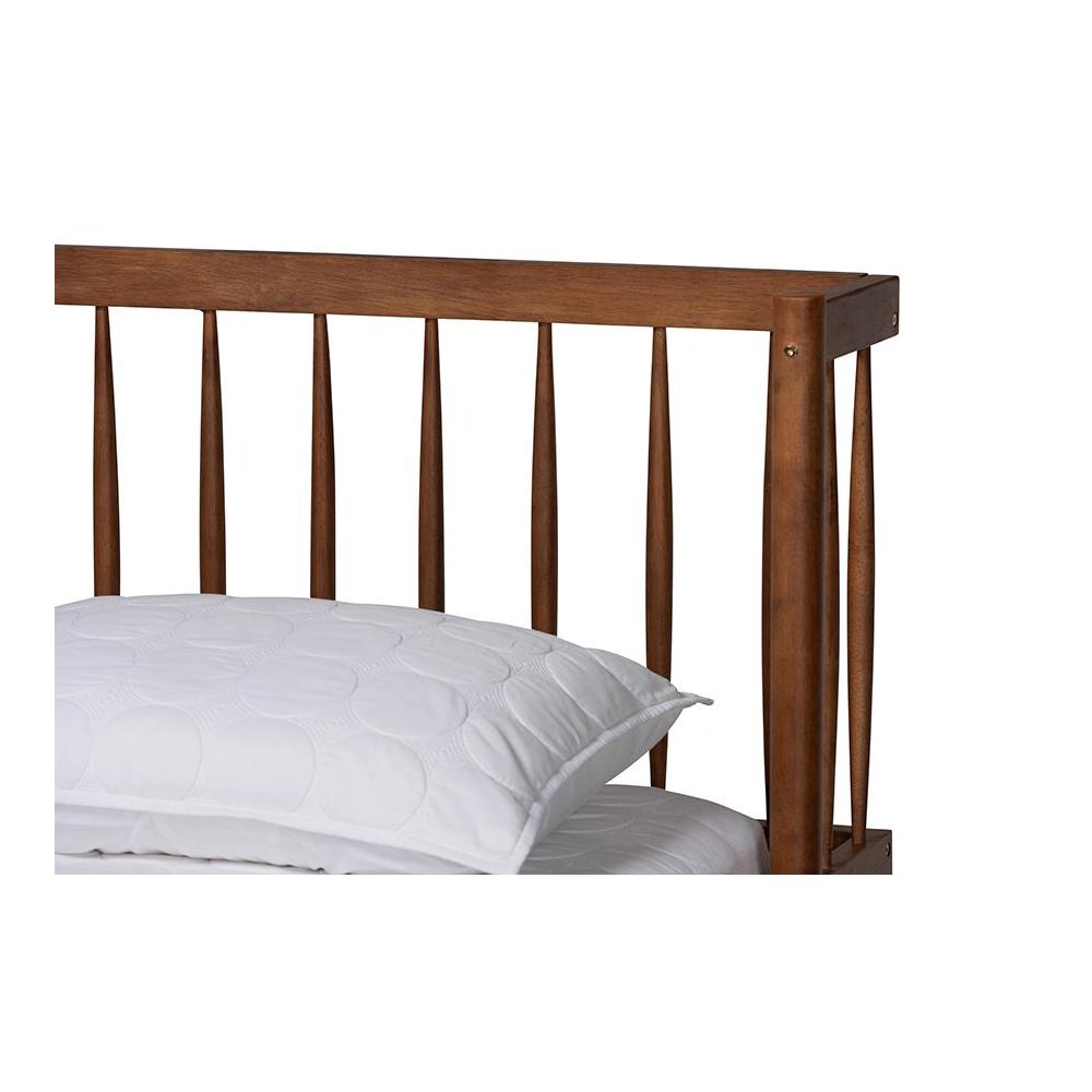 Calderon Retro-Modern Walnut Brown Finished Wood Queen Size Platform Bed