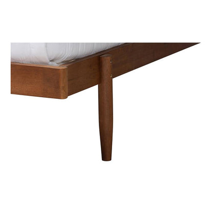 Calderon Retro-Modern Walnut Brown Finished Wood Queen Size Platform Bed