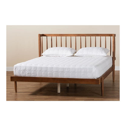Calderon Retro-Modern Walnut Brown Finished Wood Queen Size Platform Bed