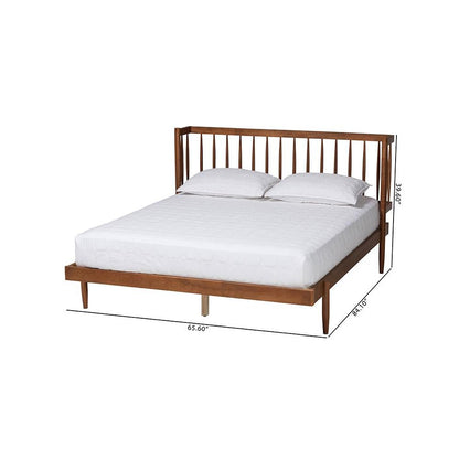 Calderon Retro-Modern Walnut Brown Finished Wood Queen Size Platform Bed