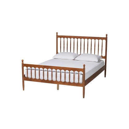 Deance Retro-Modern Walnut Brown Finished Wood Queen Size Platform Bed