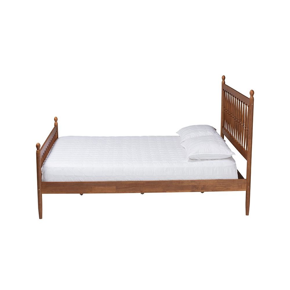 Deance Retro-Modern Walnut Brown Finished Wood Queen Size Platform Bed