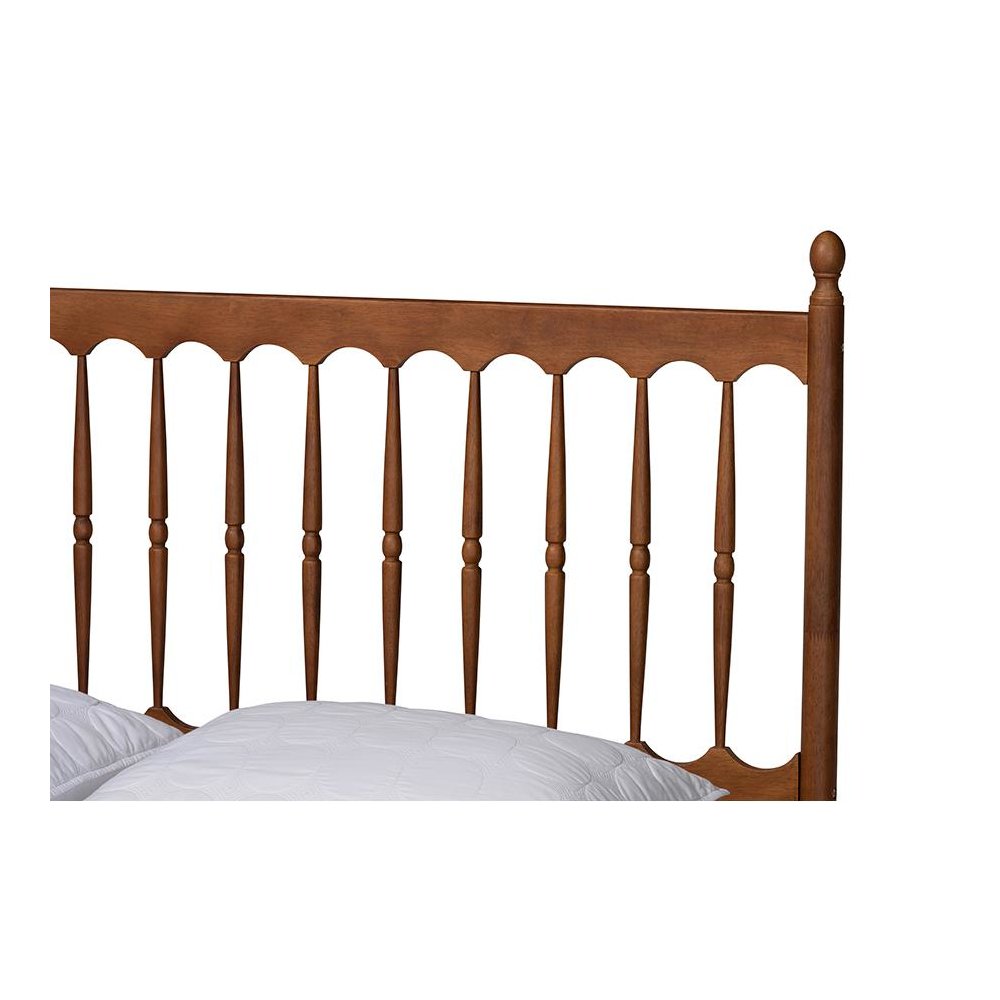 Deance Retro-Modern Walnut Brown Finished Wood Queen Size Platform Bed