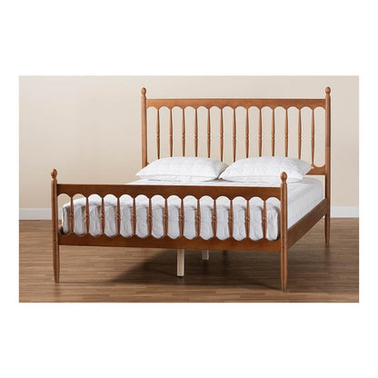 Deance Retro-Modern Walnut Brown Finished Wood Queen Size Platform Bed