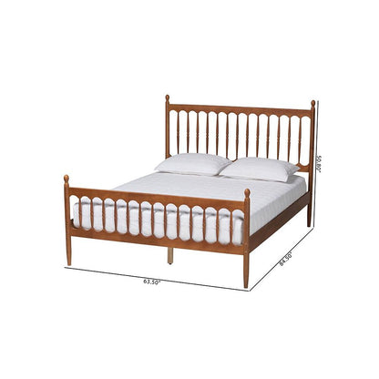 Deance Retro-Modern Walnut Brown Finished Wood Queen Size Platform Bed