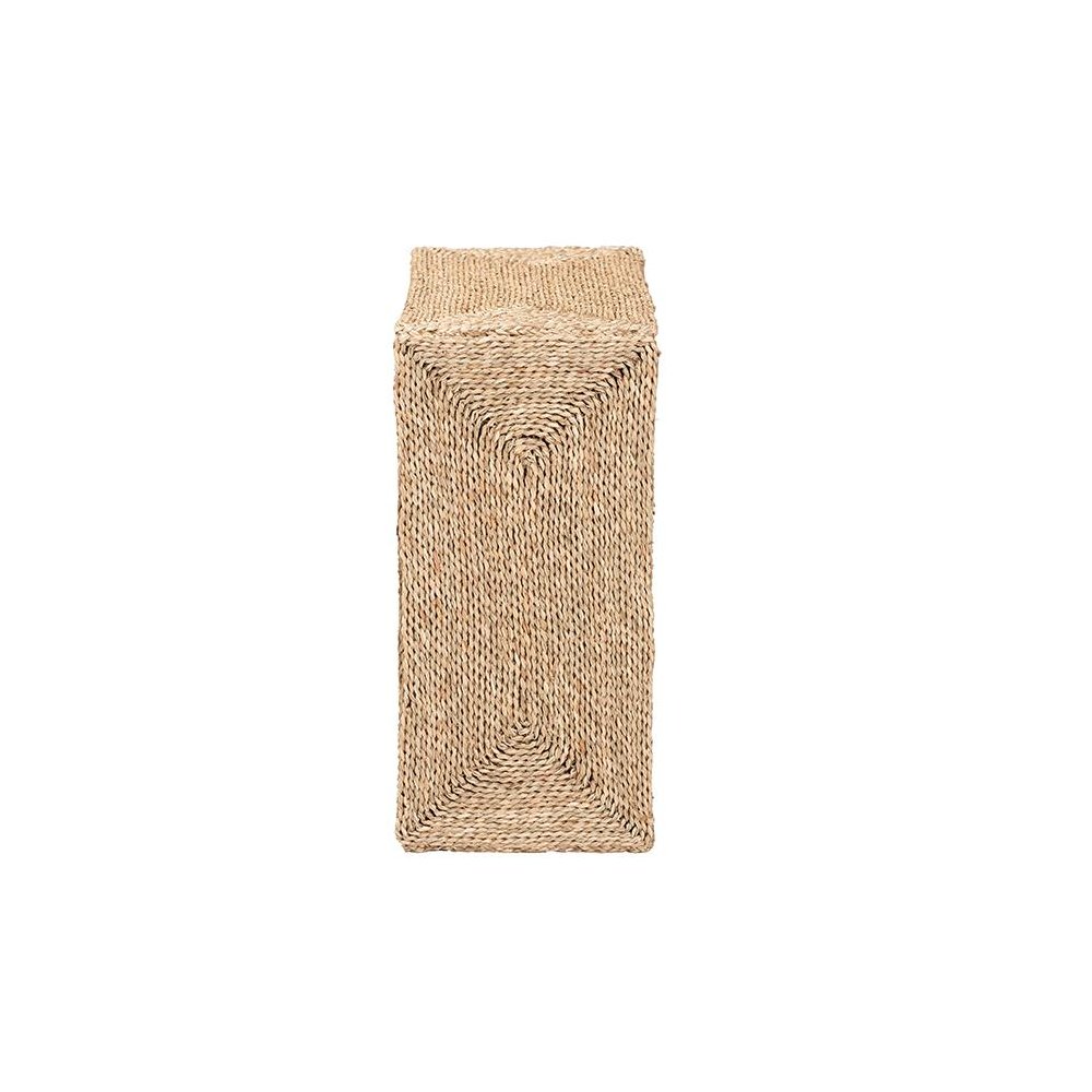 Adonica Modern Bohemian Natural Brown Jute and Wood End Table