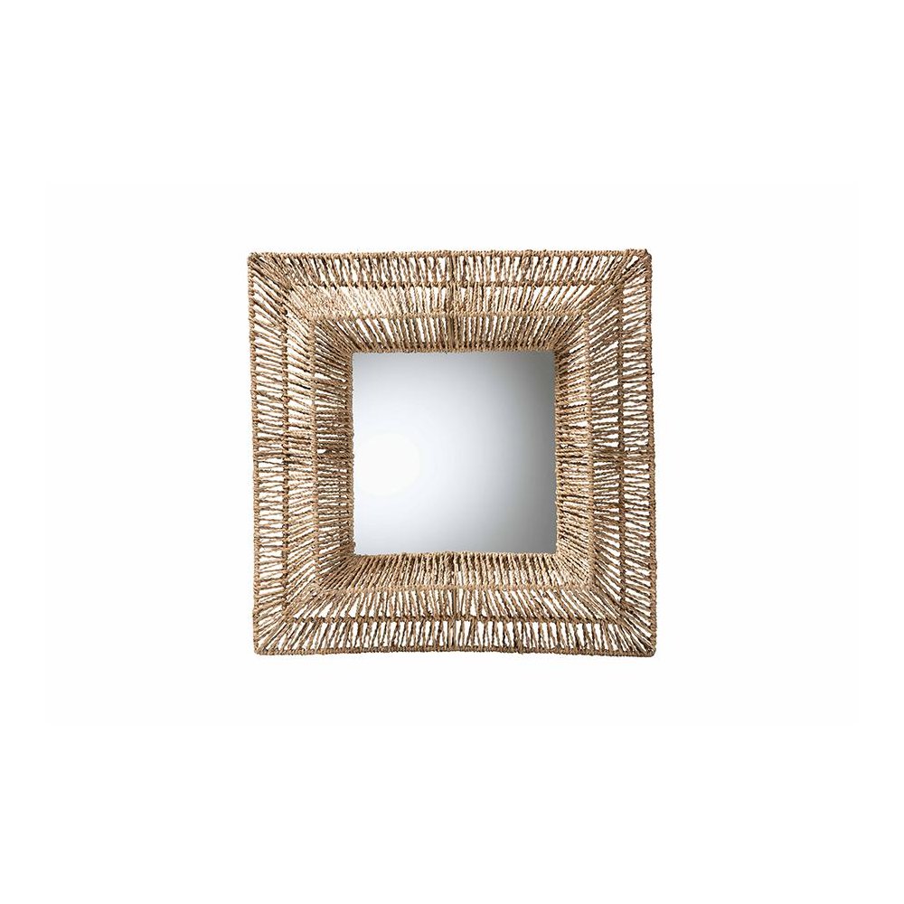 Bohemian Metal and Natural Brown Seagrass Accent Wall Mirror