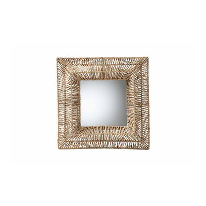 Bohemian Metal and Natural Brown Seagrass Accent Wall Mirror