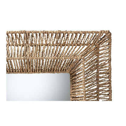 Bohemian Metal and Natural Brown Seagrass Accent Wall Mirror