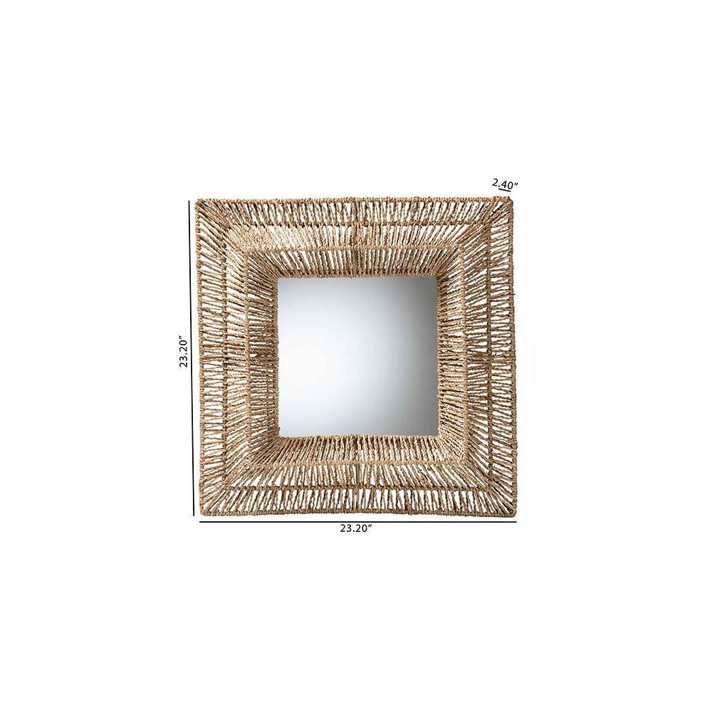 Bohemian Metal and Natural Brown Seagrass Accent Wall Mirror