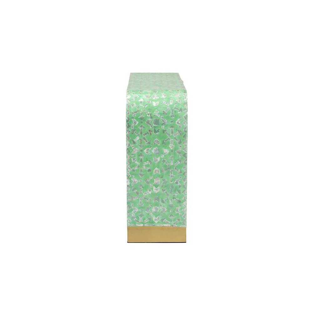 Didrika Modern Bohemian Seafoam Green Mother of Peral Console Table