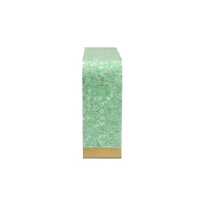 Didrika Modern Bohemian Seafoam Green Mother of Peral Console Table