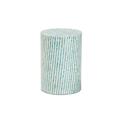 Baxton Studio Draven Modern Bohemian White and Blue Mother of Pearl End Table