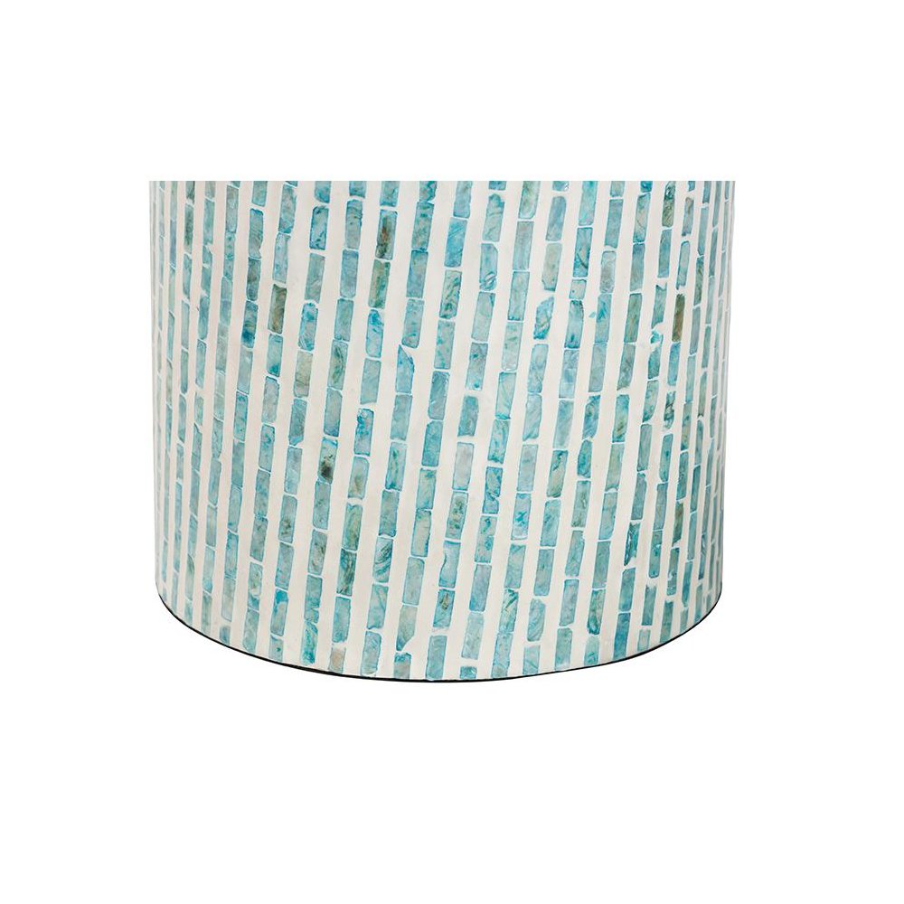 Baxton Studio Draven Modern Bohemian White and Blue Mother of Pearl End Table