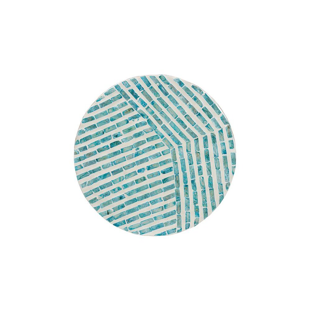 Baxton Studio Draven Modern Bohemian White and Blue Mother of Pearl End Table