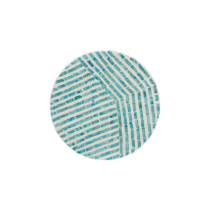 Baxton Studio Draven Modern Bohemian White and Blue Mother of Pearl End Table