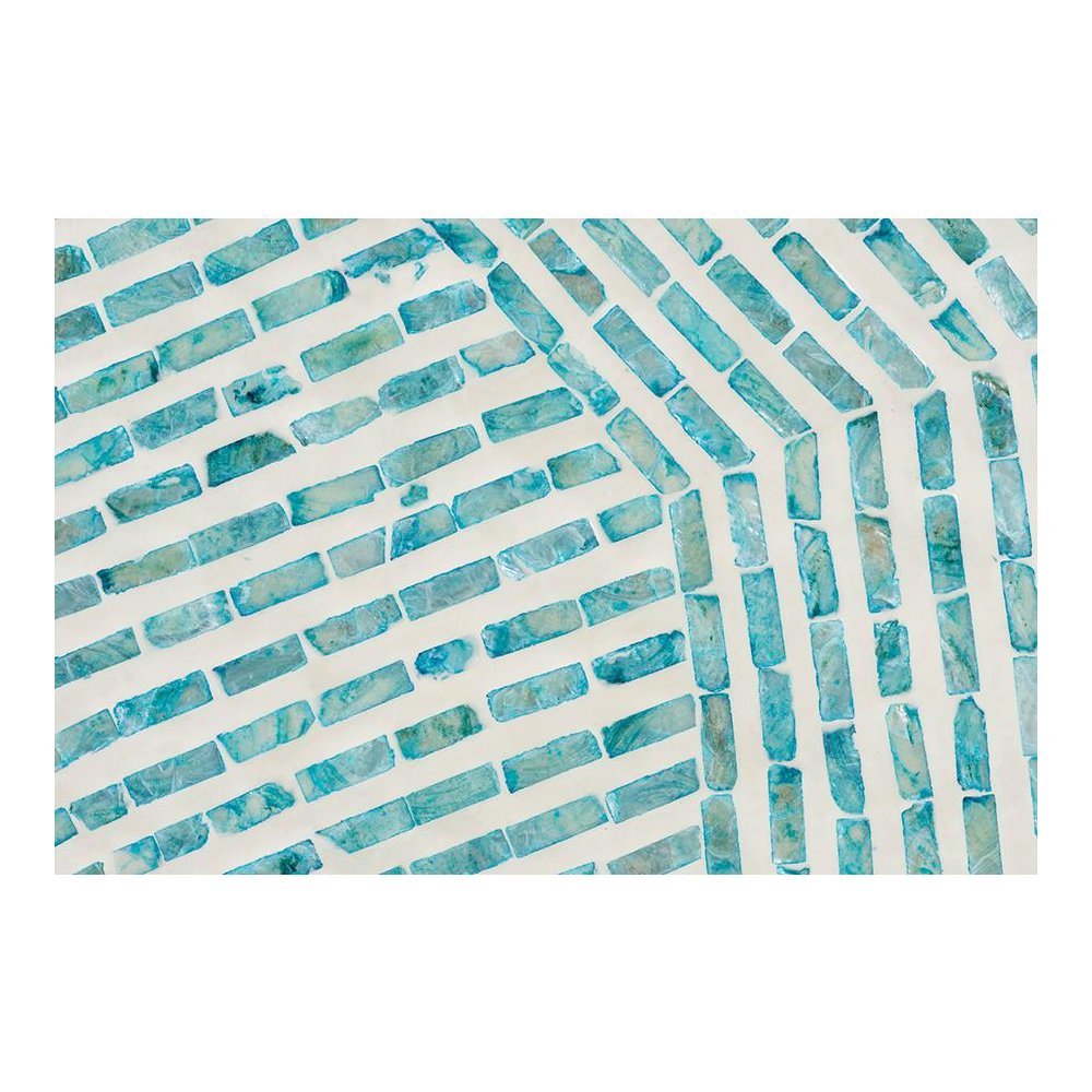 Baxton Studio Draven Modern Bohemian White and Blue Mother of Pearl End Table