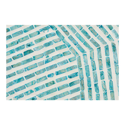 Baxton Studio Draven Modern Bohemian White and Blue Mother of Pearl End Table