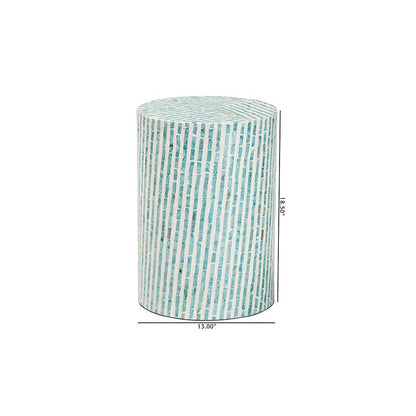 Baxton Studio Draven Modern Bohemian White and Blue Mother of Pearl End Table