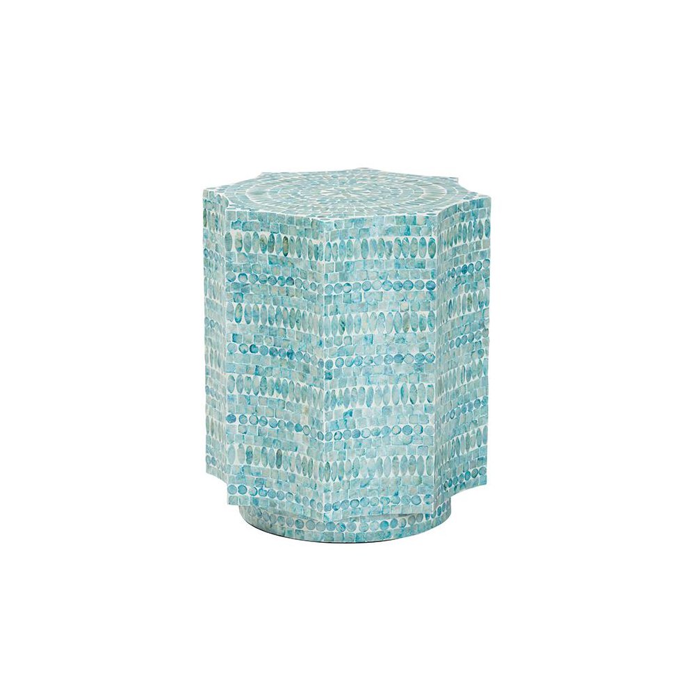 Baxton Studio Olesia Modern Bohemian Blue Mother of Pearl End Table