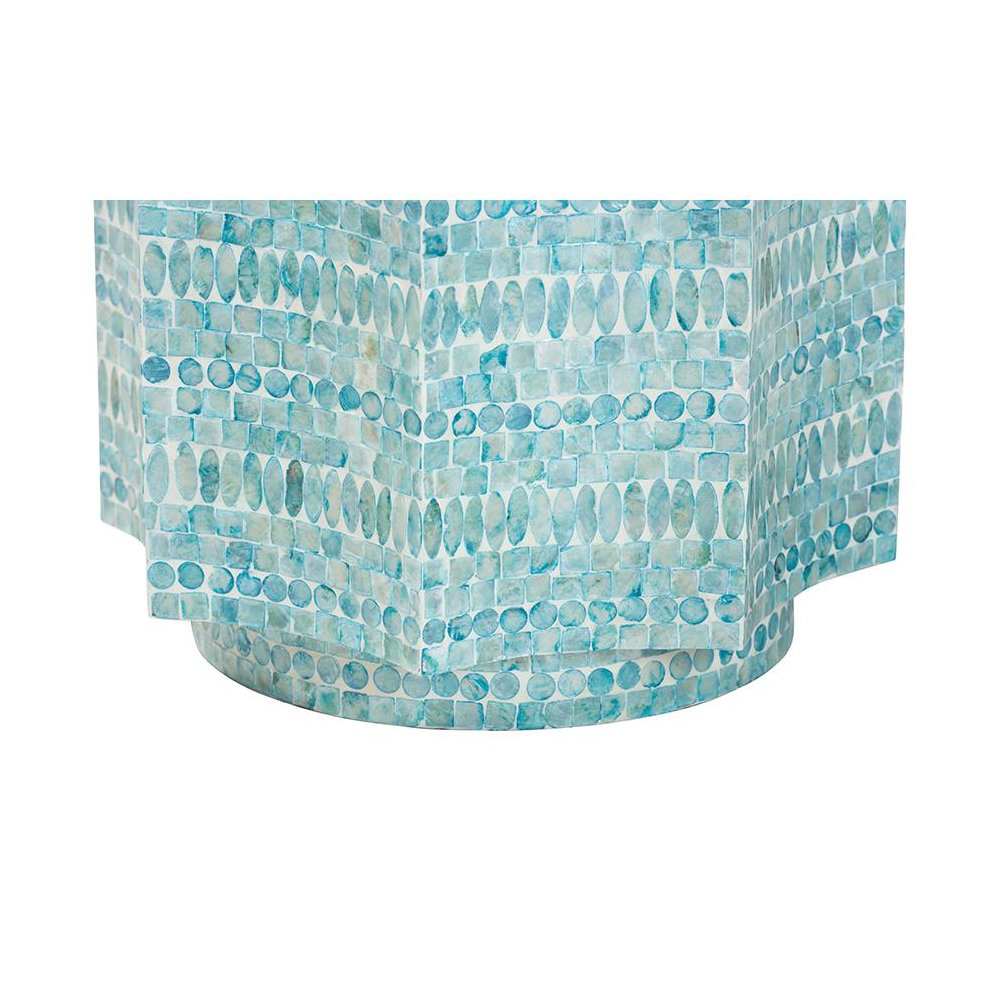 Baxton Studio Olesia Modern Bohemian Blue Mother of Pearl End Table