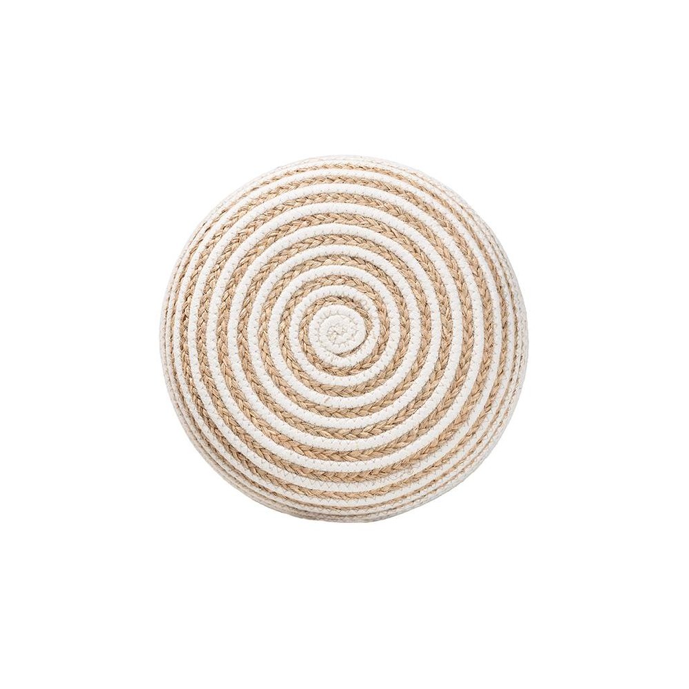 Bohemian Natural Brown Seagrass and Woven Rope Ottoman Footstool