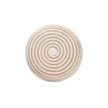 Bohemian Natural Brown Seagrass and Woven Rope Ottoman Footstool