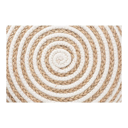 Bohemian Natural Brown Seagrass and Woven Rope Ottoman Footstool
