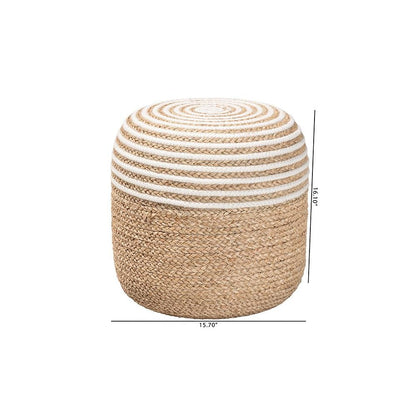 Bohemian Natural Brown Seagrass and Woven Rope Ottoman Footstool