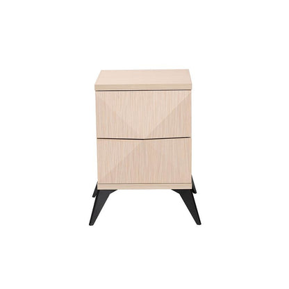 Modern Two-Tone Light Brown and Black Wood 2-Drawer Nightstand