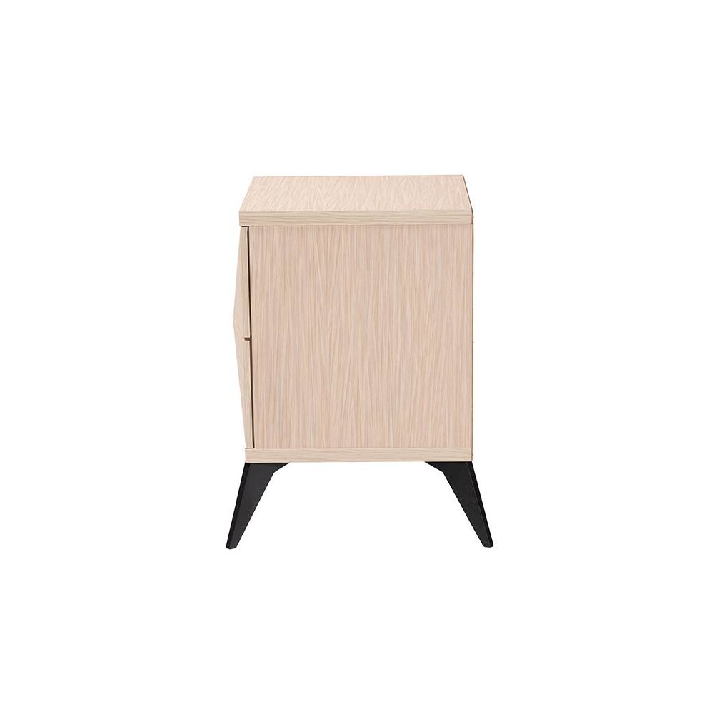 Modern Two-Tone Light Brown and Black Wood 2-Drawer Nightstand