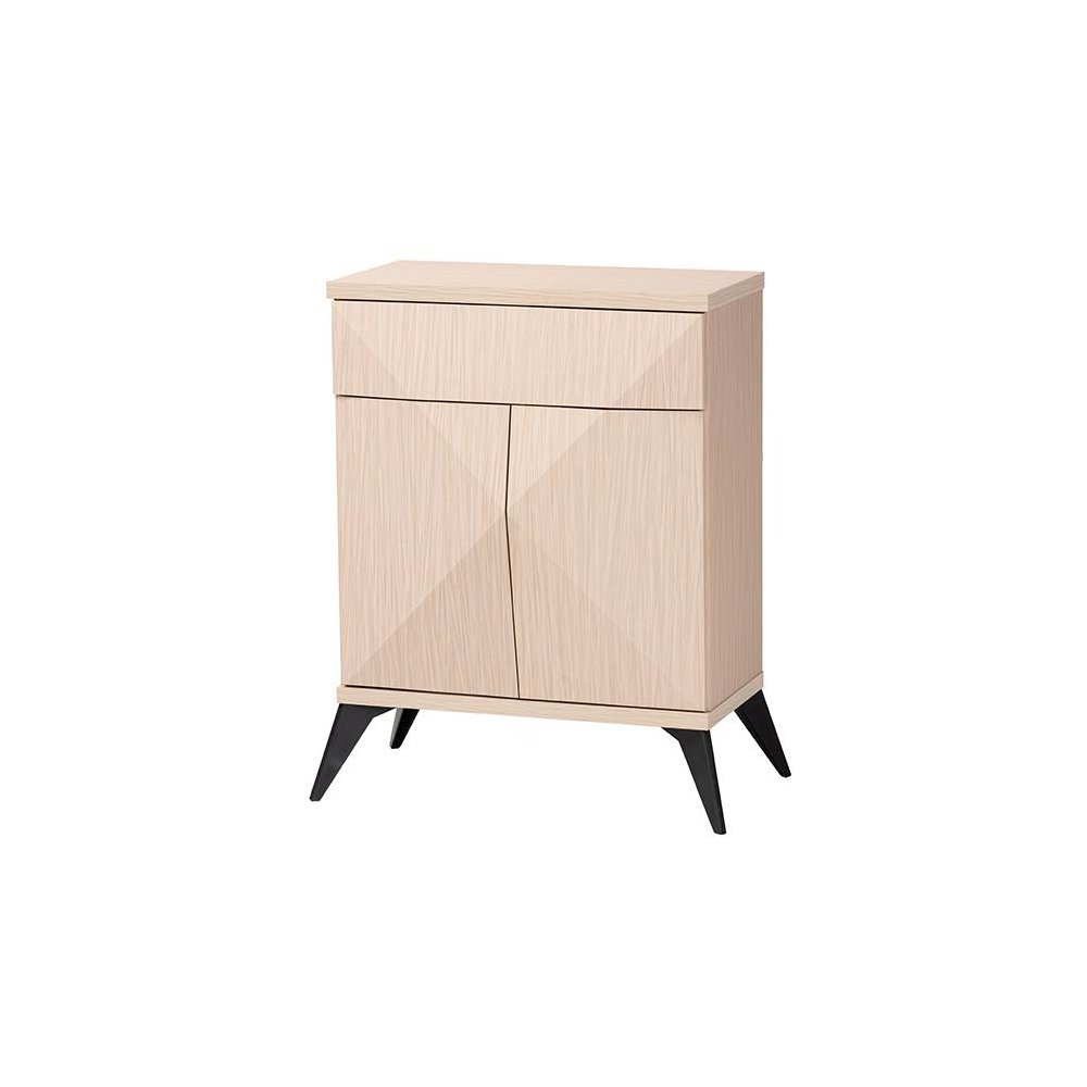 Modern Two-Tone Light Brown and Black Wood 2-Door Sideboard Buffet