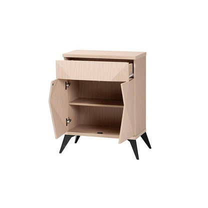 Modern Two-Tone Light Brown and Black Wood 2-Door Sideboard Buffet